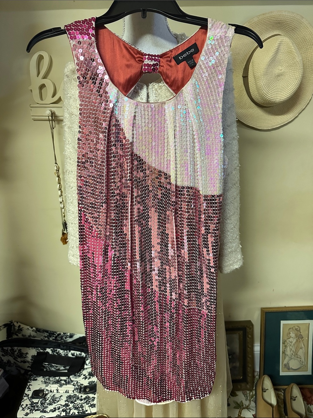 bebe Pink Sequin Mini Dress